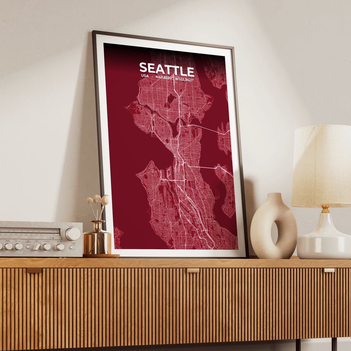 Seattle Garnet Map Poster