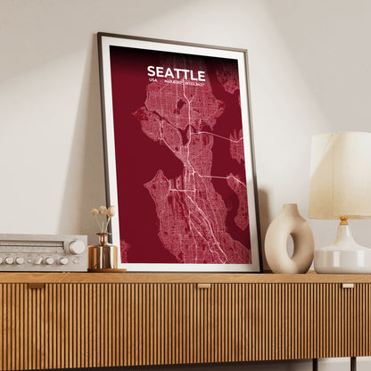 Seattle Garnet Map Poster