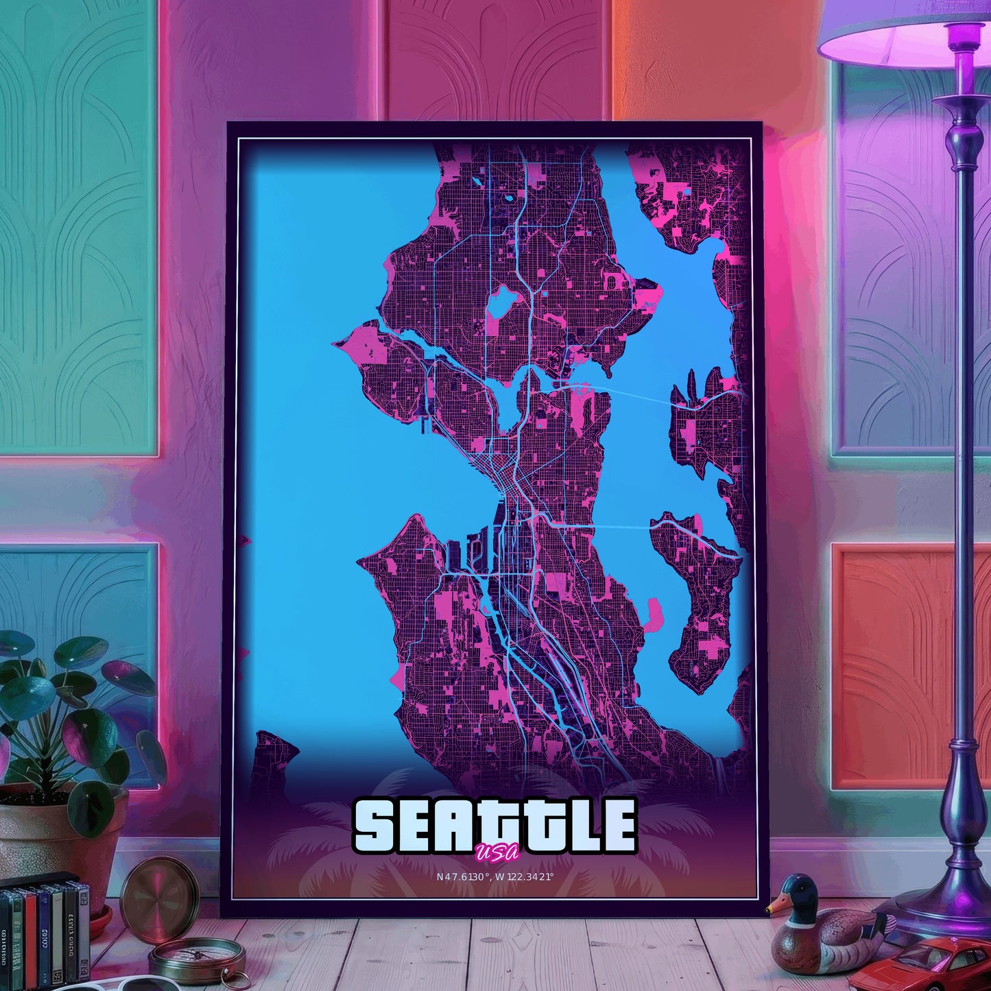 Seattle GTA Map Poster