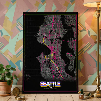 Seattle Retro Map Poster