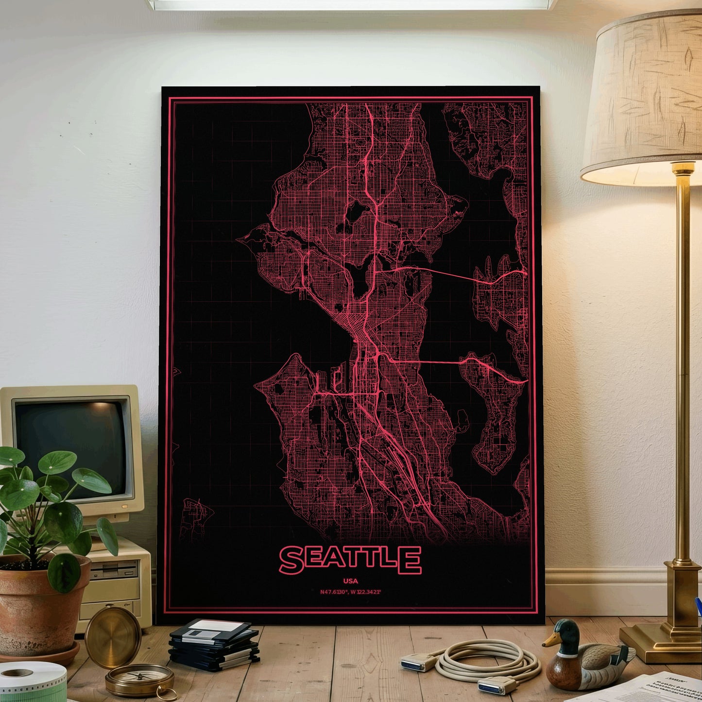 Seattle Phosphor Map Poster - System Alert