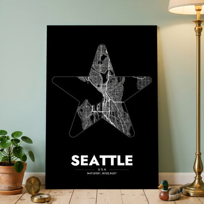 Seattle Star Map Poster
