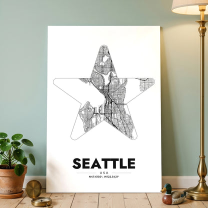 Seattle Star Map Poster