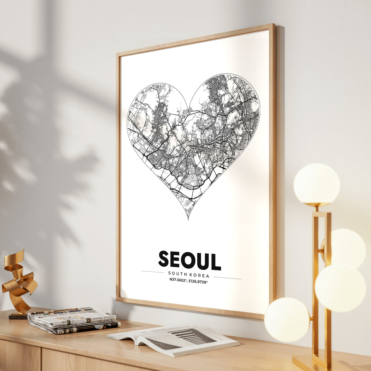 Seoul Heart Map Poster