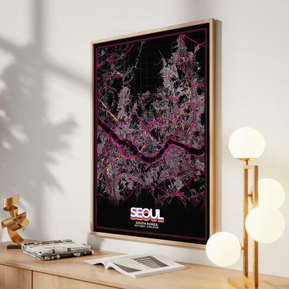 Seoul Retro Map Poster