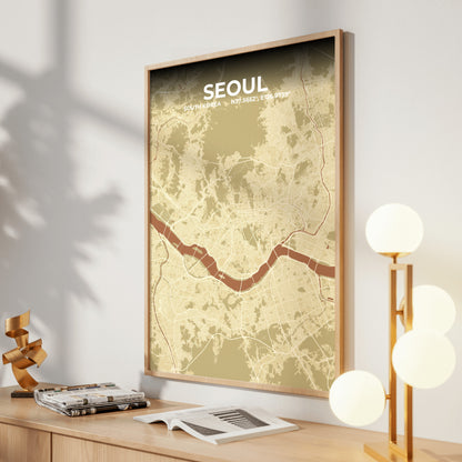 Seoul Ember Map Poster