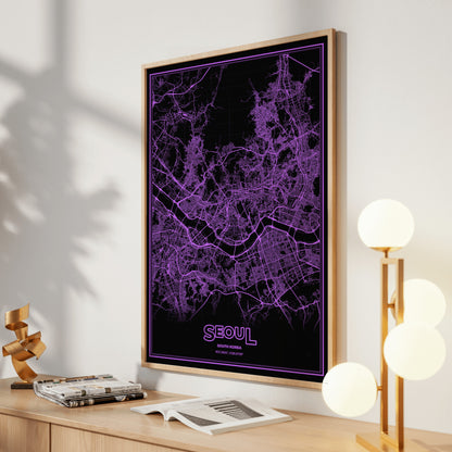 Seoul Phosphor Map Poster - EGA Violet