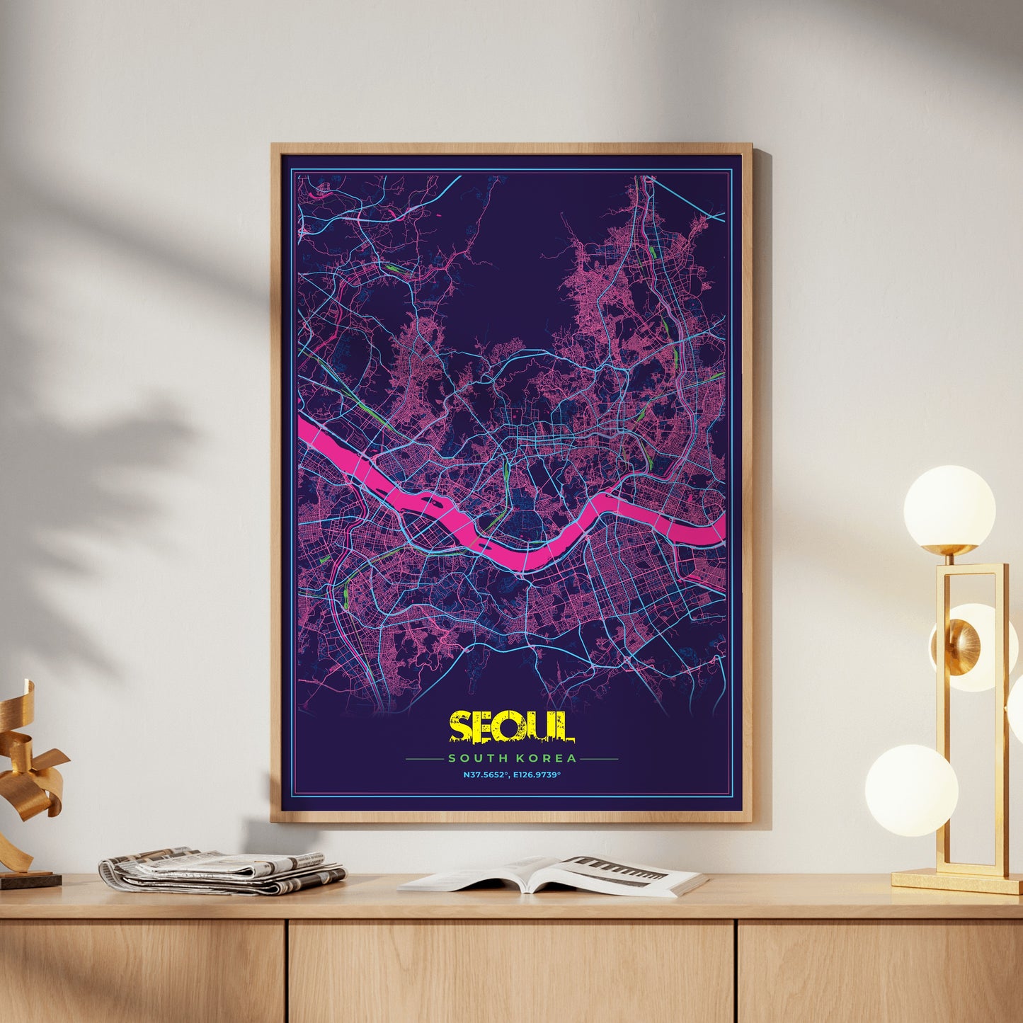 Seoul Cyberpunk Map Poster