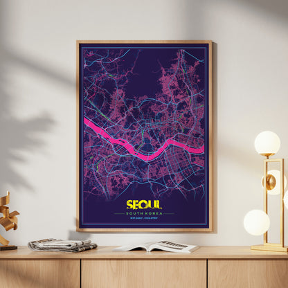 Seoul Cyberpunk Map Poster