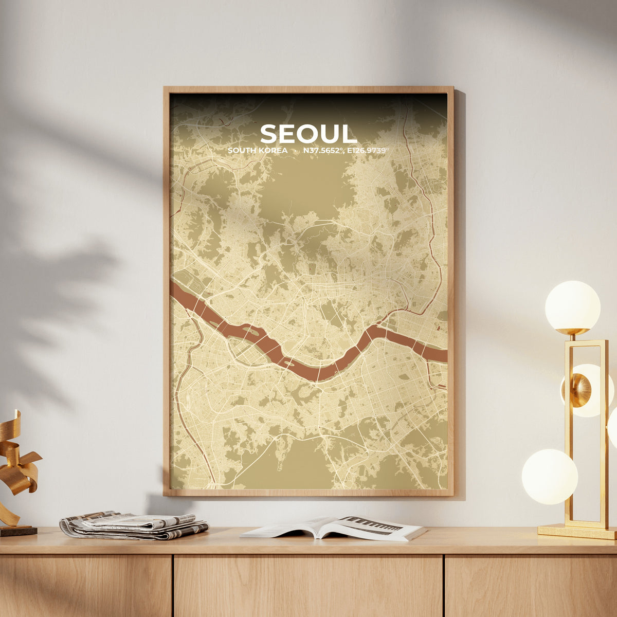 Seoul Ember Map Poster