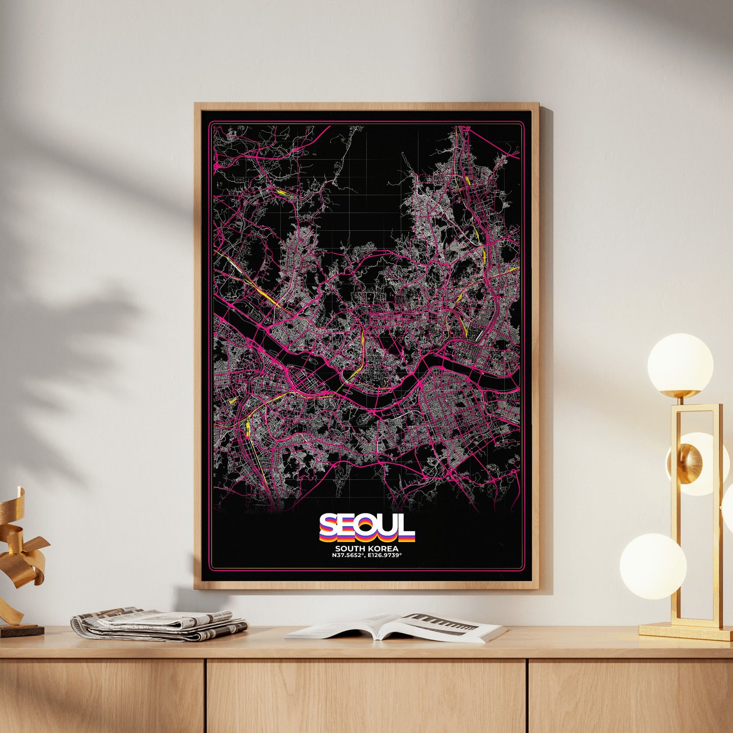 Seoul Retro Map Poster