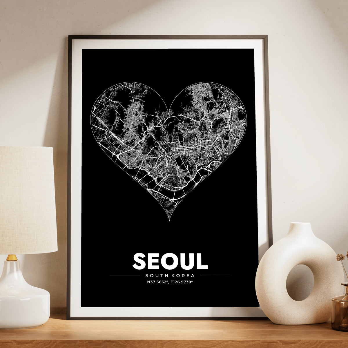 Seoul Heart Map Poster