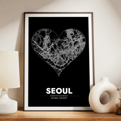 Seoul Heart Map Poster