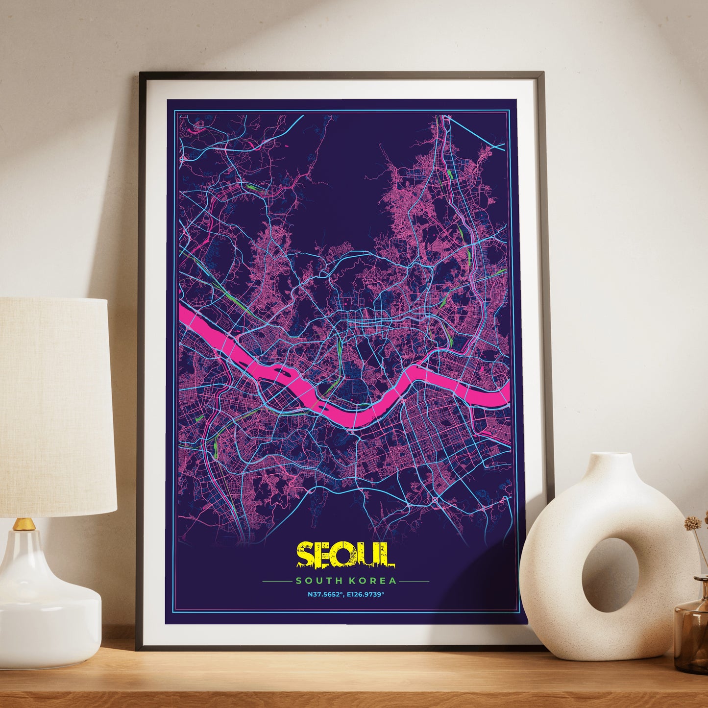 Seoul Cyberpunk Map Poster