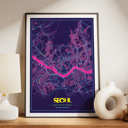 Seoul Cyberpunk Map Poster