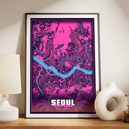 Seoul GTA Map Poster