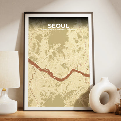 Seoul Ember Map Poster