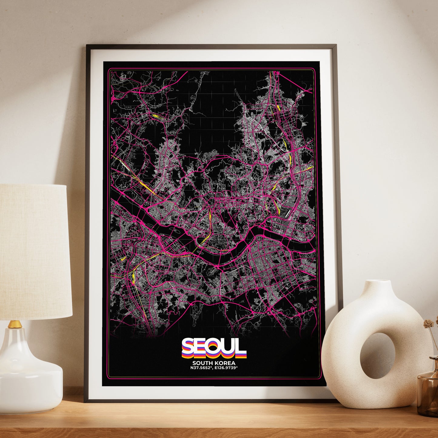 Seoul Retro Map Poster