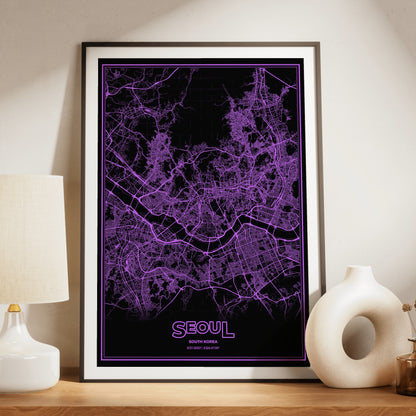 Seoul Phosphor Map Poster - EGA Violet