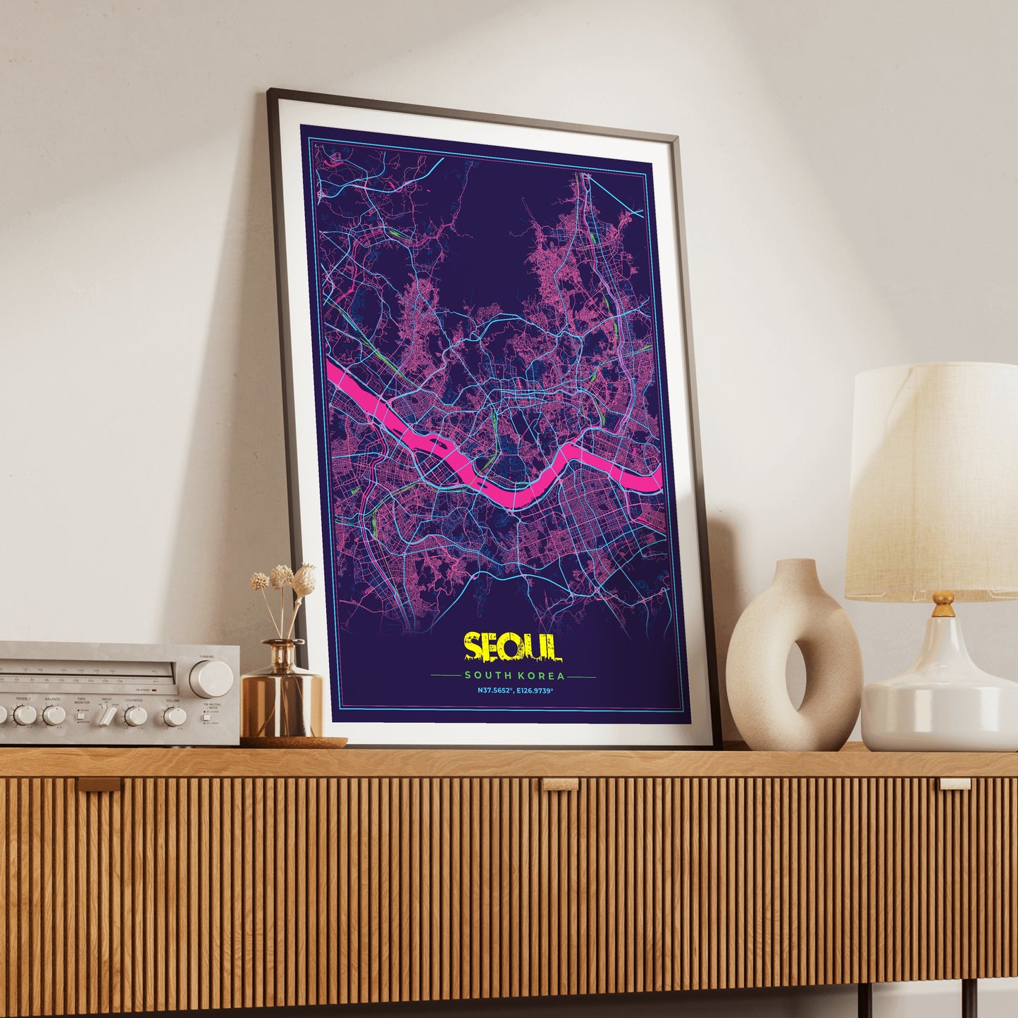 Seoul Cyberpunk Map Poster
