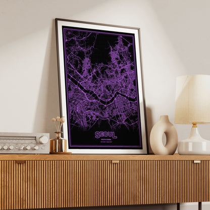 Seoul Phosphor Map Poster - EGA Violet
