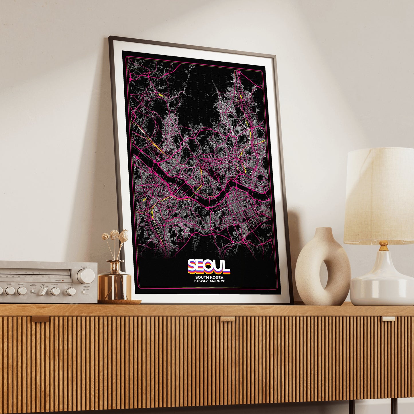 Seoul Retro Map Poster