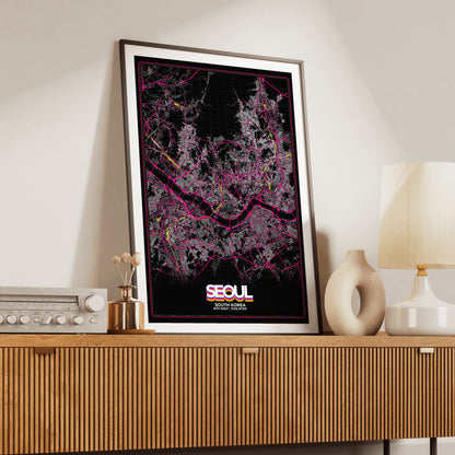 Seoul Retro Map Poster