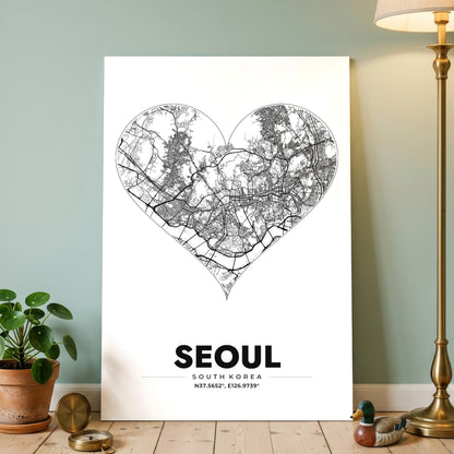 Seoul Heart Map Poster