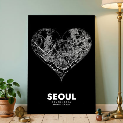 Seoul Heart Map Poster