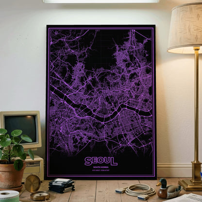 Seoul Phosphor Map Poster - EGA Violet