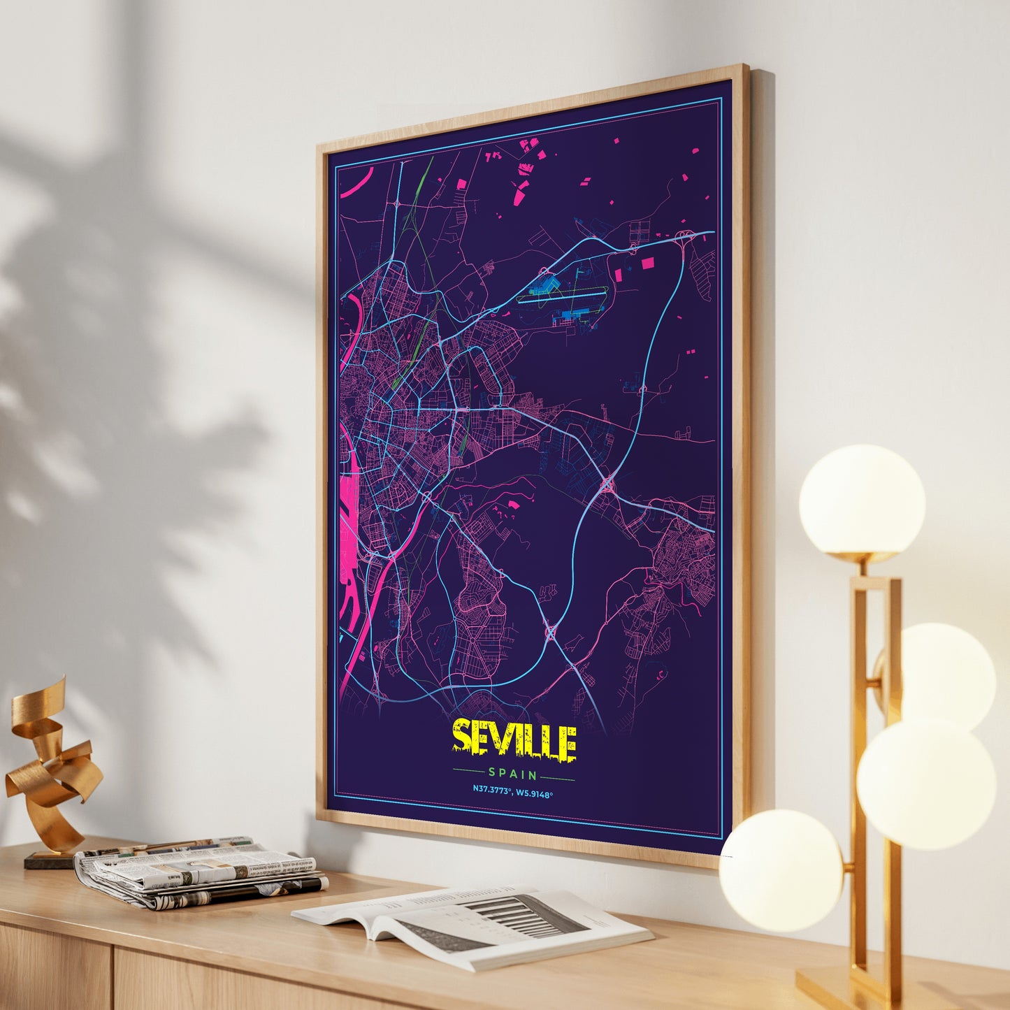 Seville Cyberpunk Map Poster