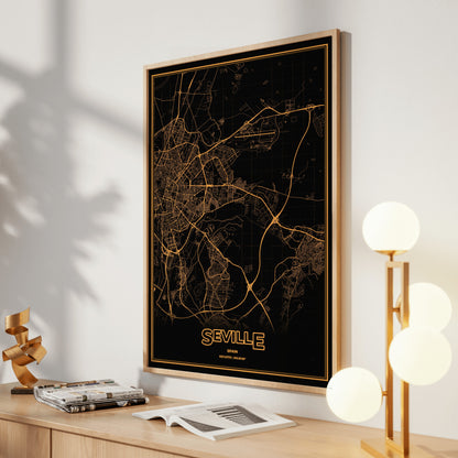 Seville Phosphor Map Poster - Amber CRT