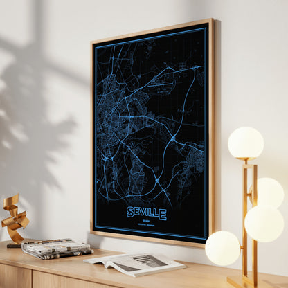 Seville Phosphor Map Poster - IBM Blue