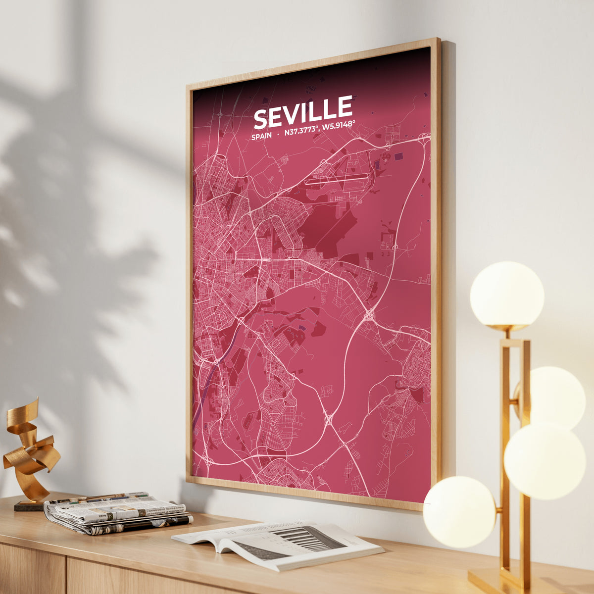 Seville Scarlet Map Poster