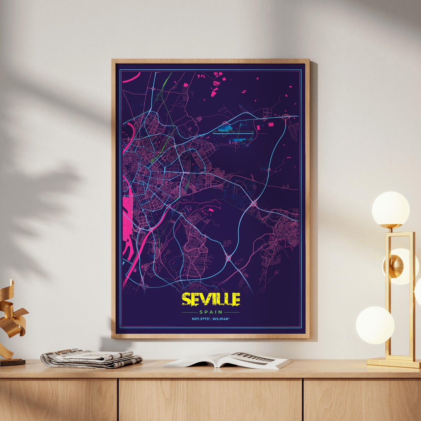 Seville Cyberpunk Map Poster
