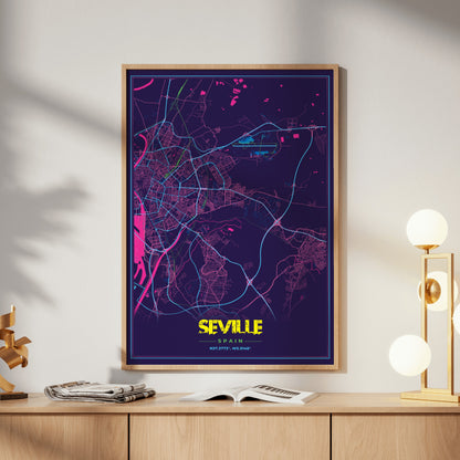 Seville Cyberpunk Map Poster