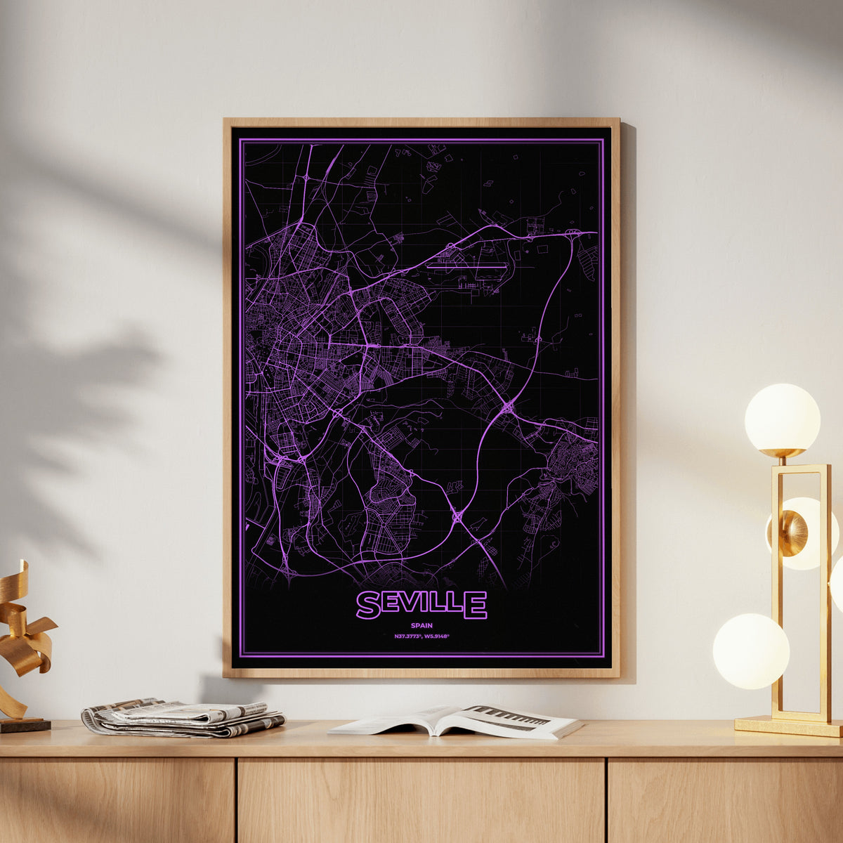 Seville Phosphor Map Poster - EGA Violet
