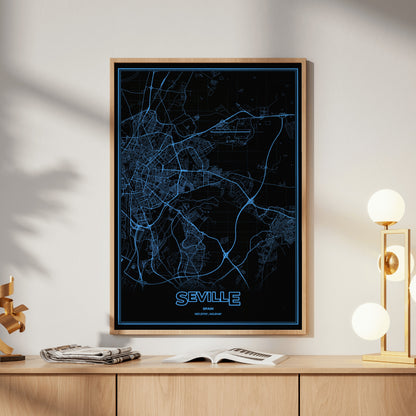 Seville Phosphor Map Poster - IBM Blue