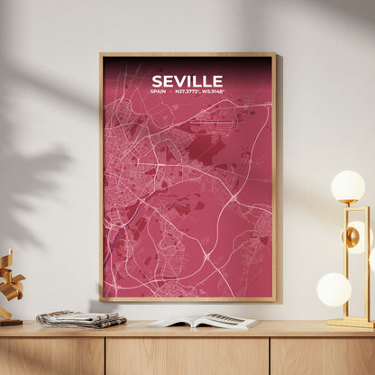 Seville Scarlet Map Poster