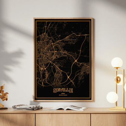 Seville Phosphor Map Poster - Amber CRT