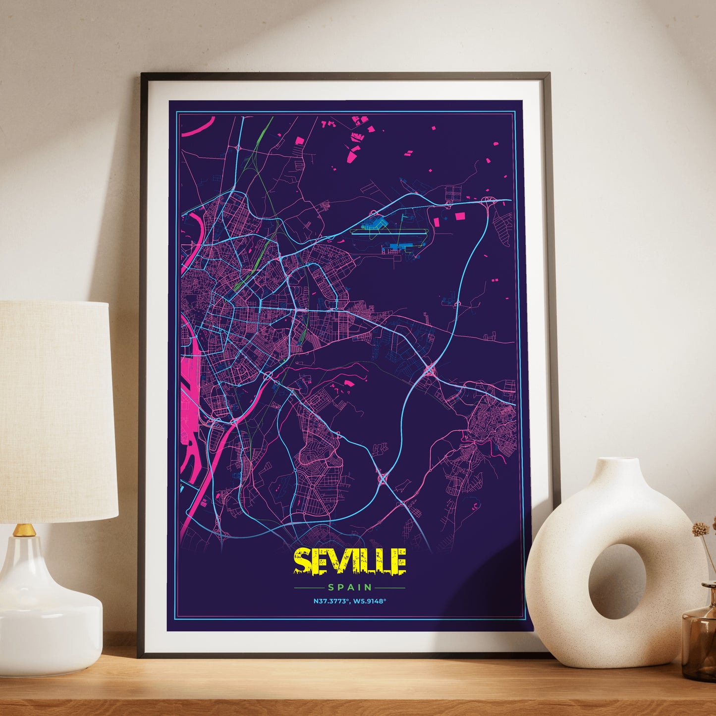 Seville Cyberpunk Map Poster