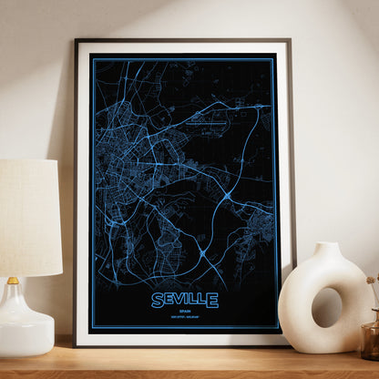 Seville Phosphor Map Poster - IBM Blue