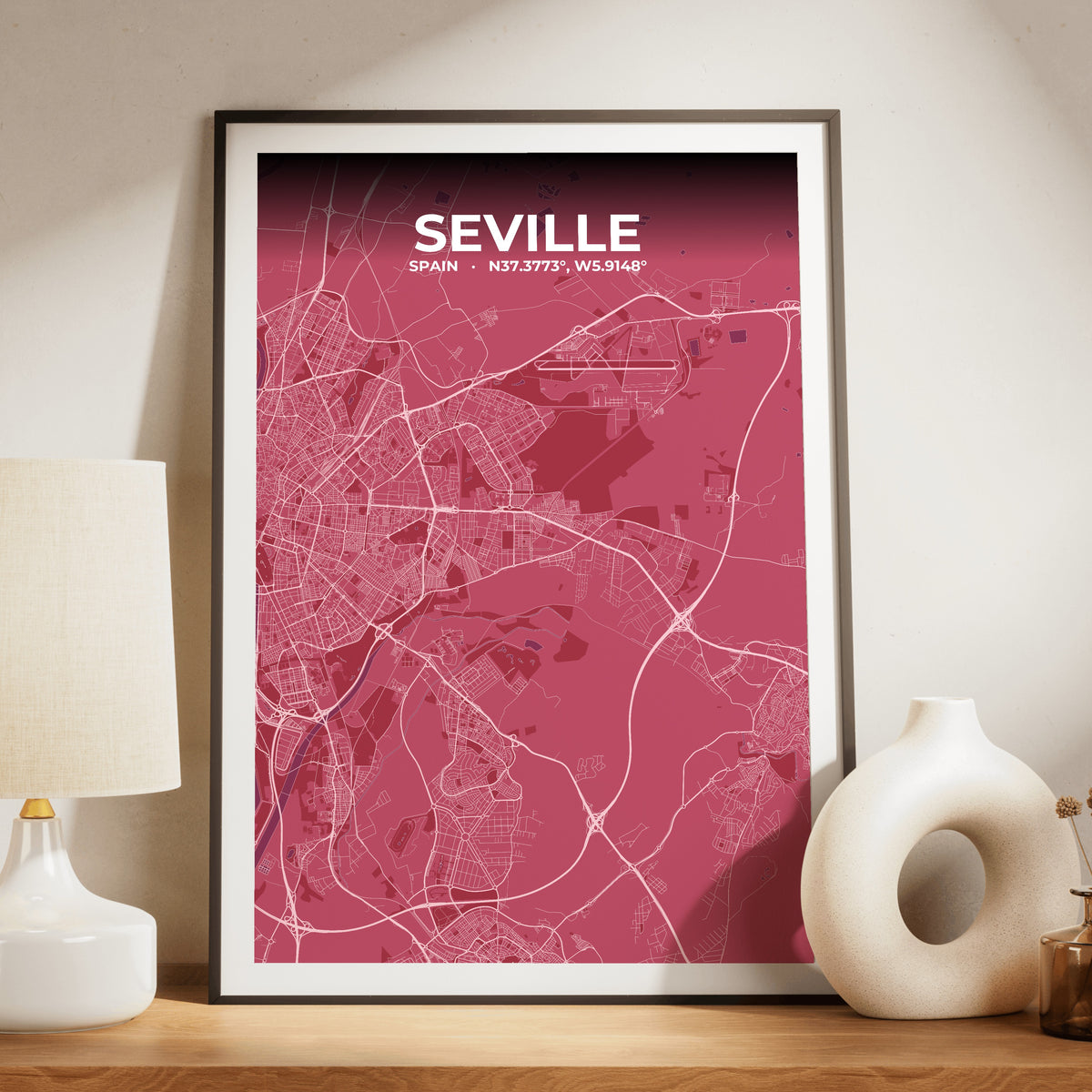 Seville Scarlet Map Poster