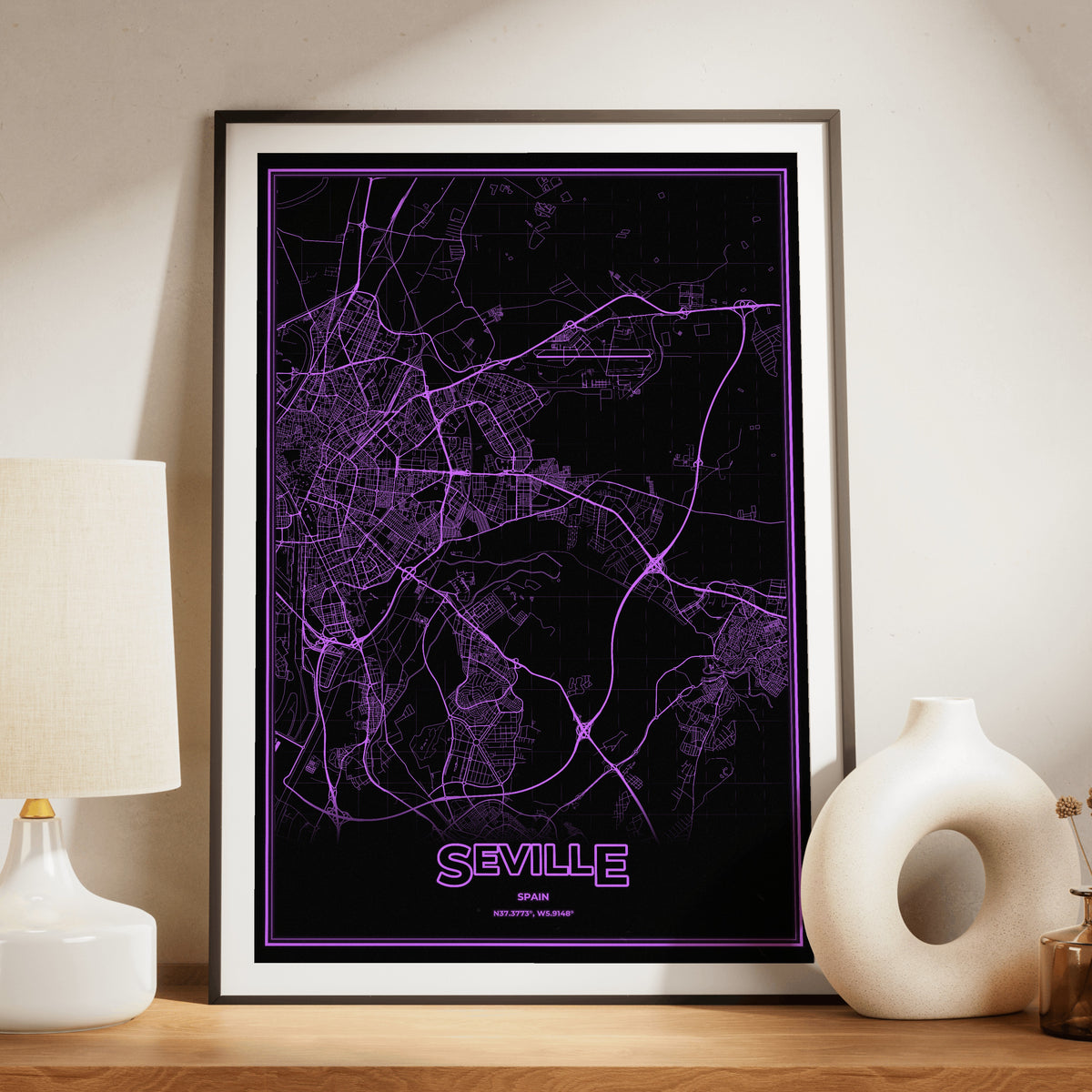 Seville Phosphor Map Poster - EGA Violet