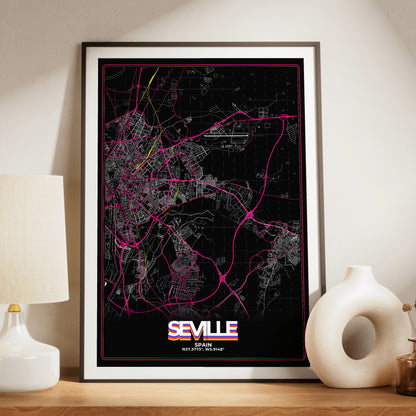 Seville Retro Map Poster