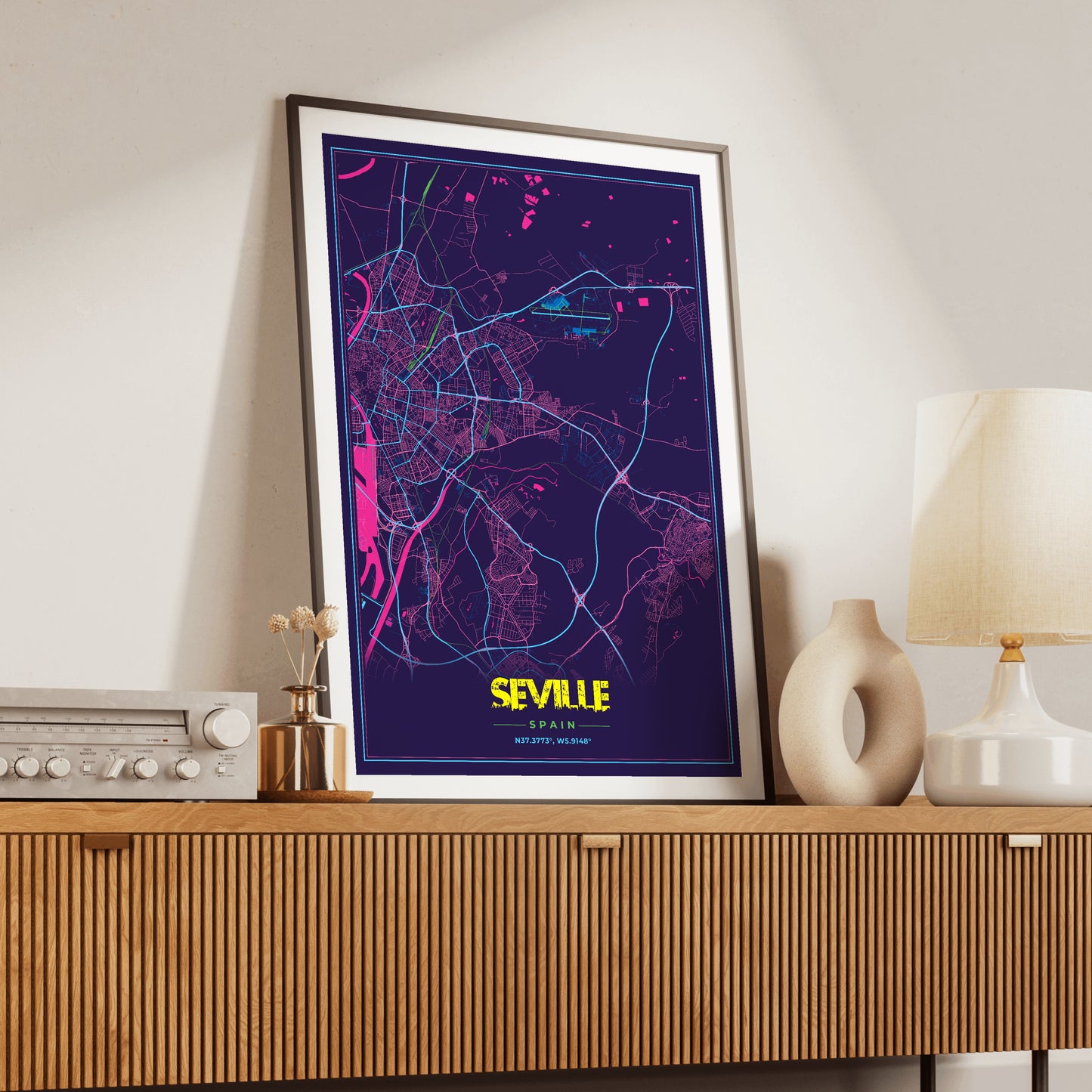 Seville Cyberpunk Map Poster