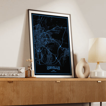 Seville Phosphor Map Poster - IBM Blue