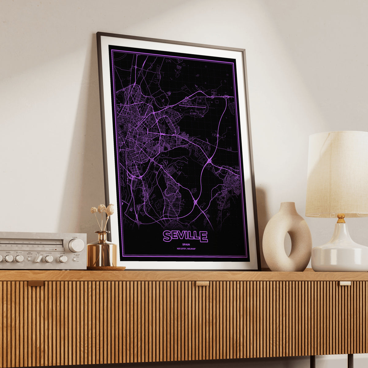Seville Phosphor Map Poster - EGA Violet