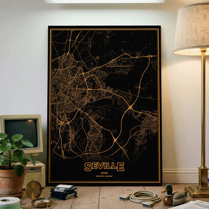 Seville Phosphor Map Poster - Amber CRT