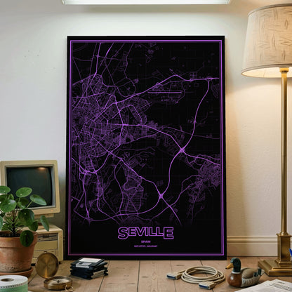 Seville Phosphor Map Poster - EGA Violet